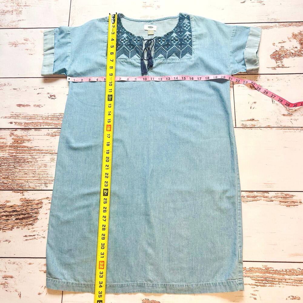 Old Navy Embroidered Cotton Shift Dress Size M Boho - Picture 3 of 16